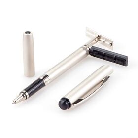 Ручка со штампом HERI 9004, гелевая в футляре, корпус белый матовый металл.